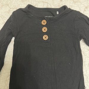 Posh Peanut Bamboo Black ribbed Henley onesie